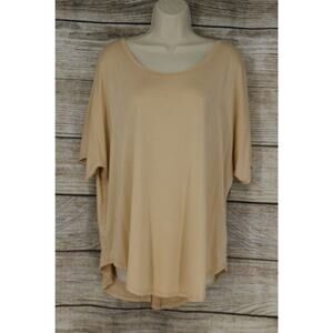 Lida Collection Womens Plus Size 2XL Short Sleeve Solid Blouse Shirt Nude Beige